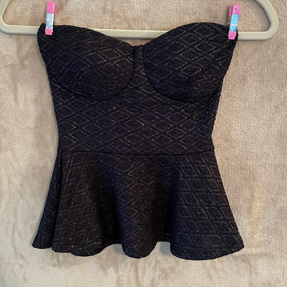 Black strapless top